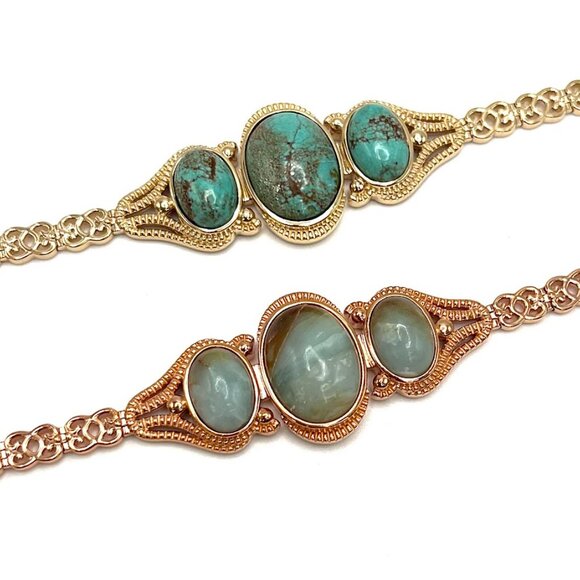 Paul Deasy Sterling Silver Oval Gemstone Bracelet Fits 7" - 8" HSN [Set of 2] - Picture 2 of 4